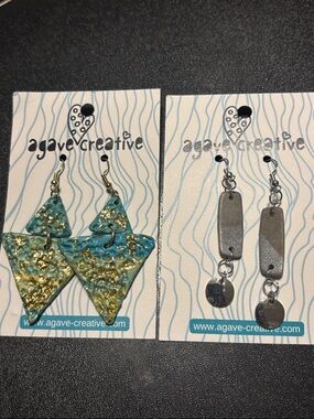 Turquoise and Gold Triangle Drop Earrings